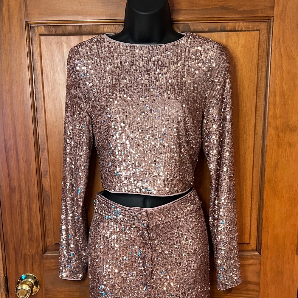 Guess Marciano Moolight pink sequin cropped top